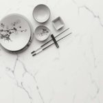 COMBINATION OF BLACK & WHITE MARBLE.